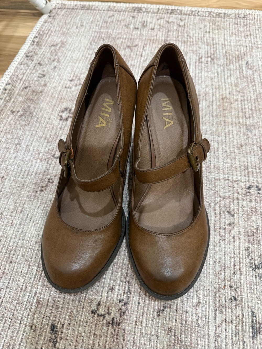 MIA Chestnut Brown Mary Jane Heels with Buckle